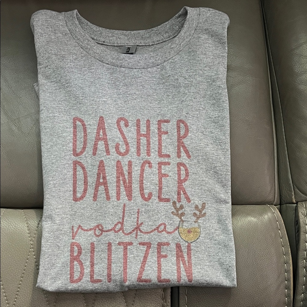 Gildan Gray Tee with Reindeer and Text Design